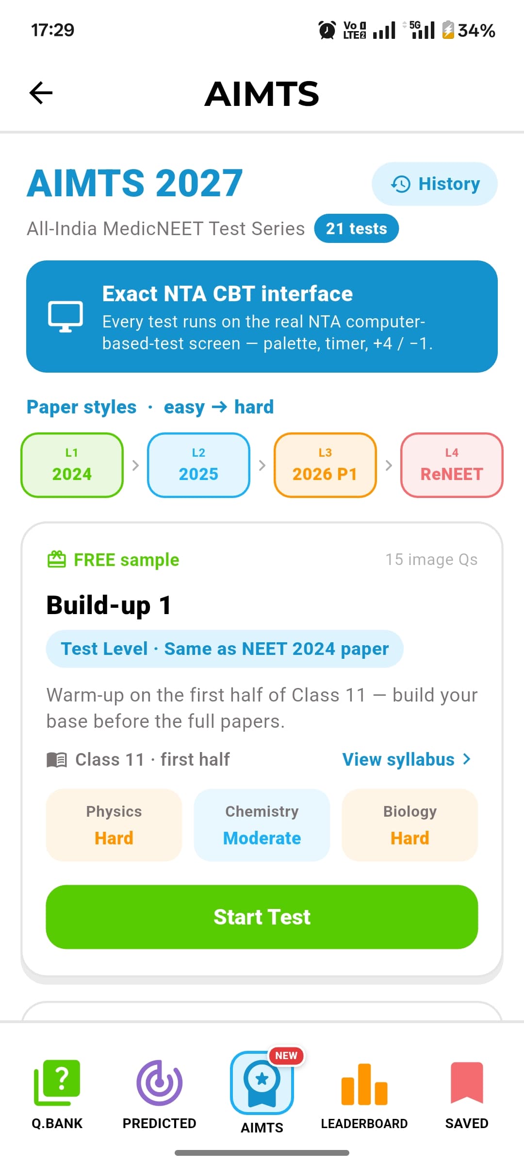 AIMTS 2027 — The 21-test ladder — build-ups → full-length